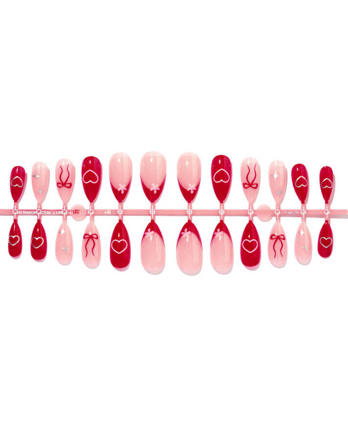 24Pcs Cute Red Heart Valentines Day Fake Nails - Image 14