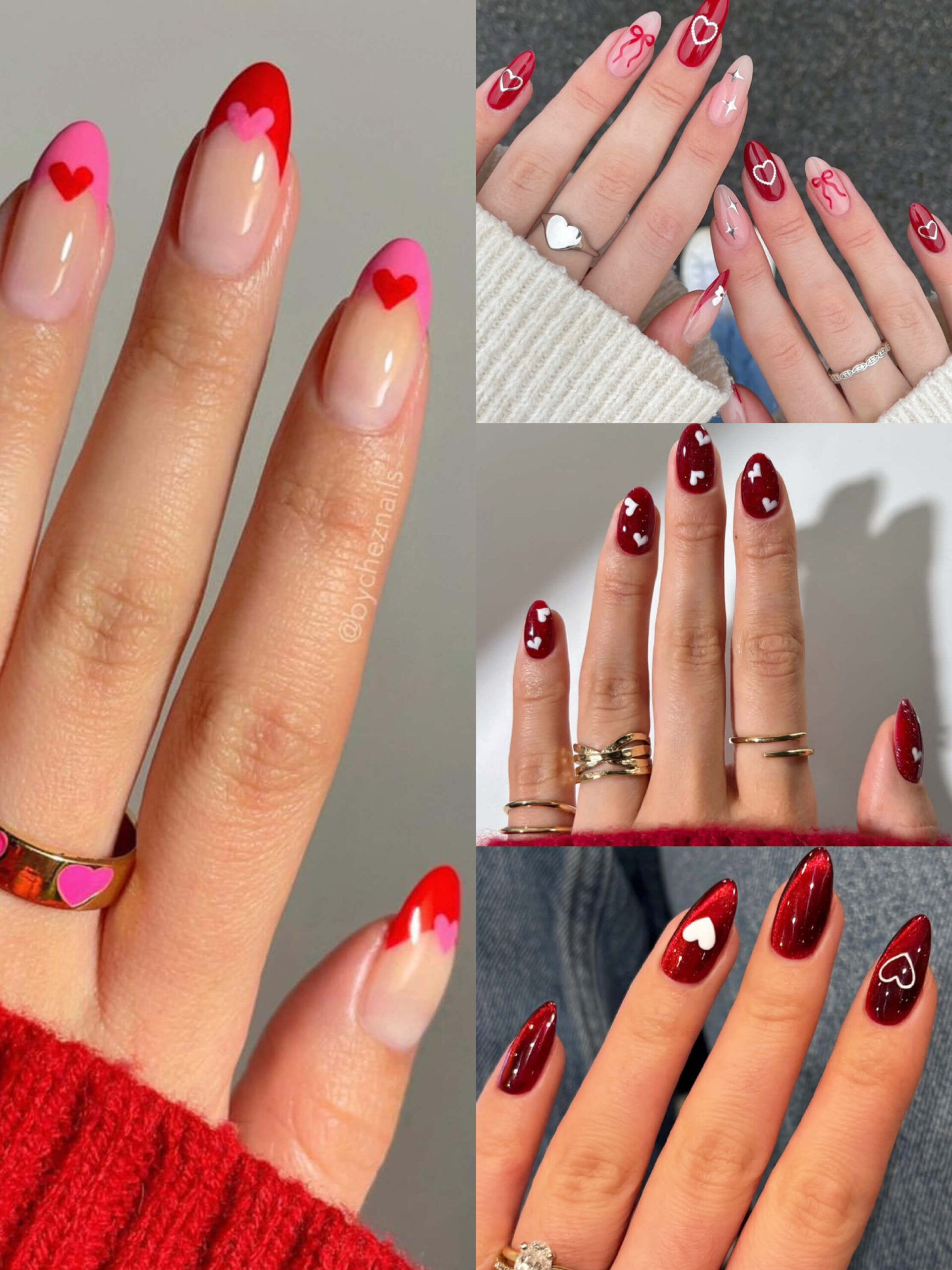 24Pcs Cute Red Heart Valentines Day Fake Nails
