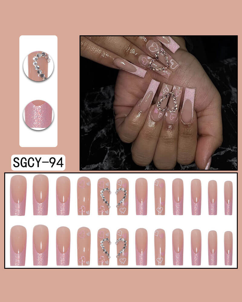 24Pcs Delicate Flower Long Square Nail Tips - Image 7