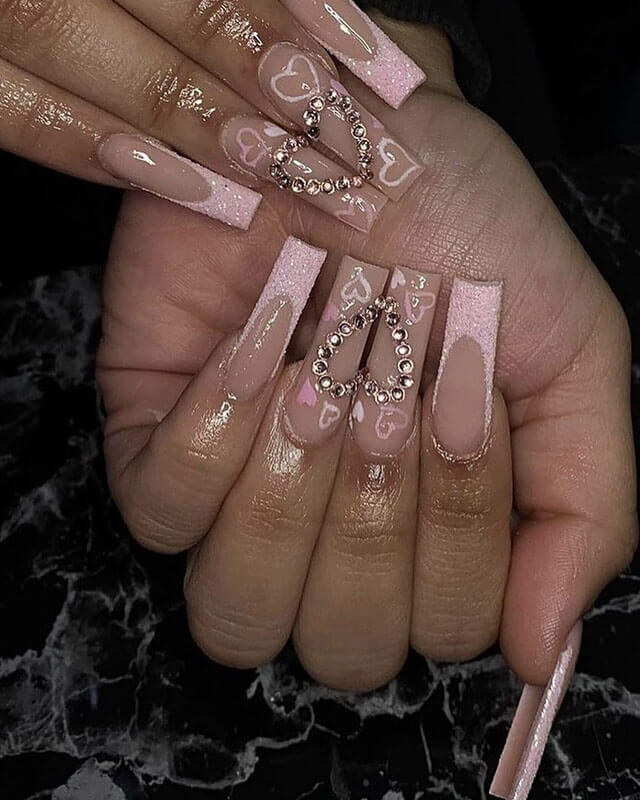 24Pcs Delicate Flower Long Square Nail Tips - Image 18