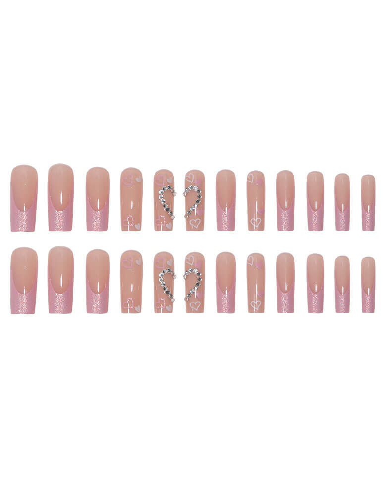 24Pcs Delicate Flower Long Square Nail Tips - Image 17