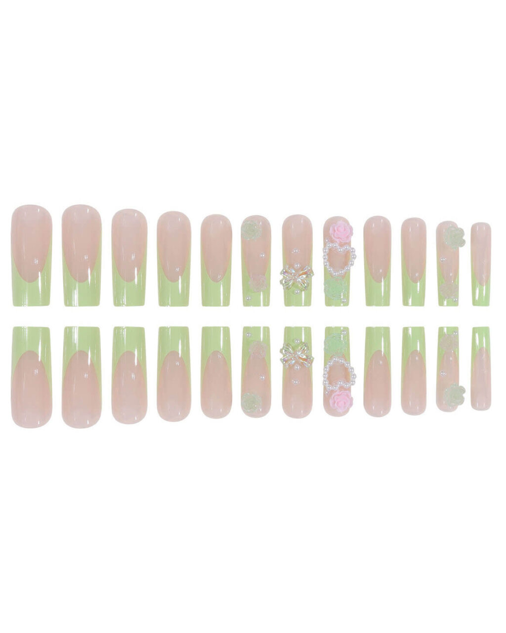24Pcs Delicate Flower Long Square Nail Tips - Image 13