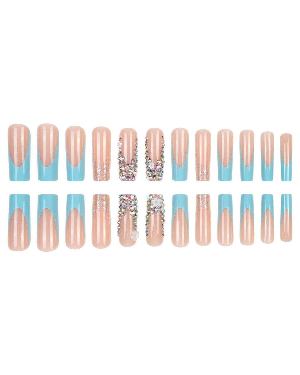 24Pcs Delicate Flower Long Square Nail Tips - Image 3