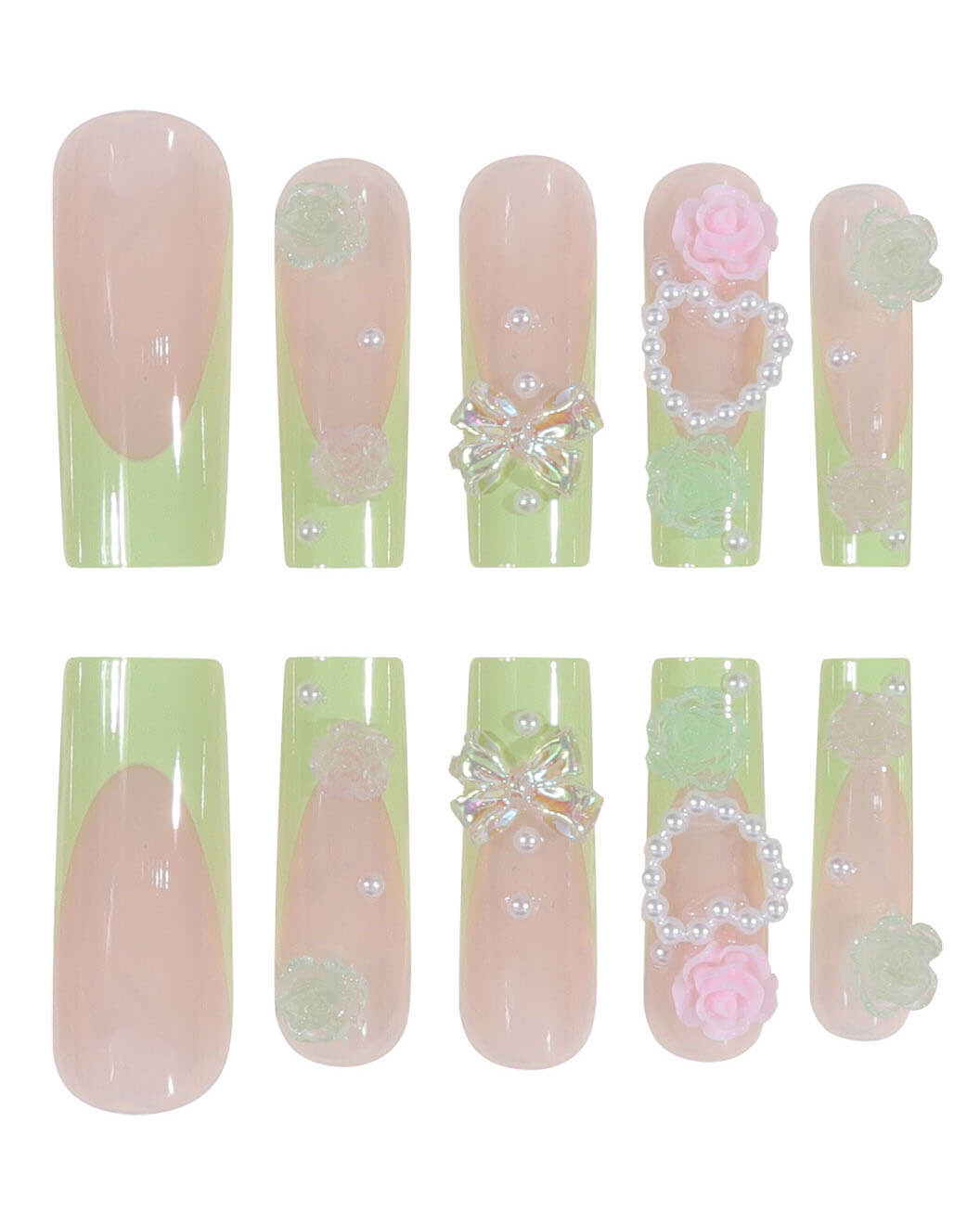 24Pcs Delicate Flower Long Square Nail Tips - Image 10