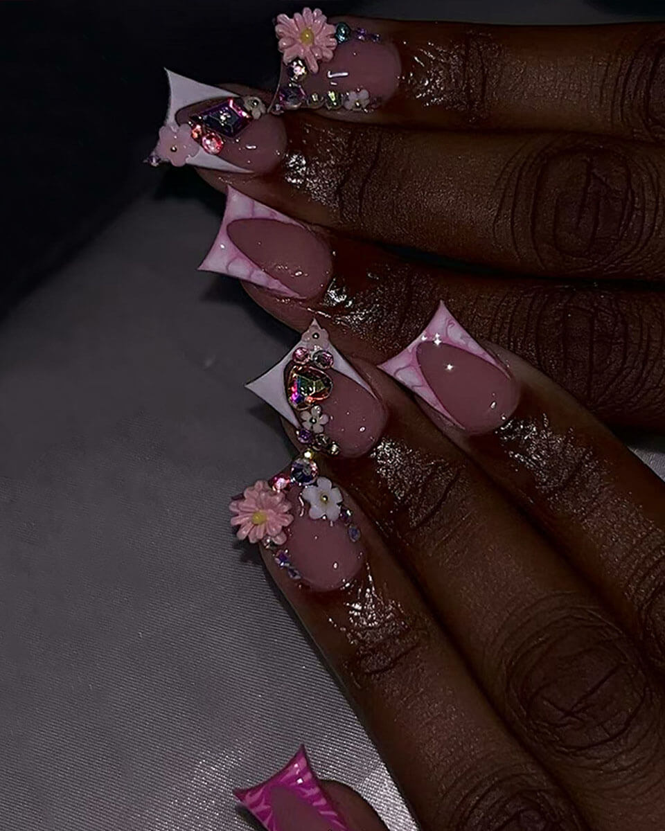 24Pcs French Y2K Long Duck Nail Tips1