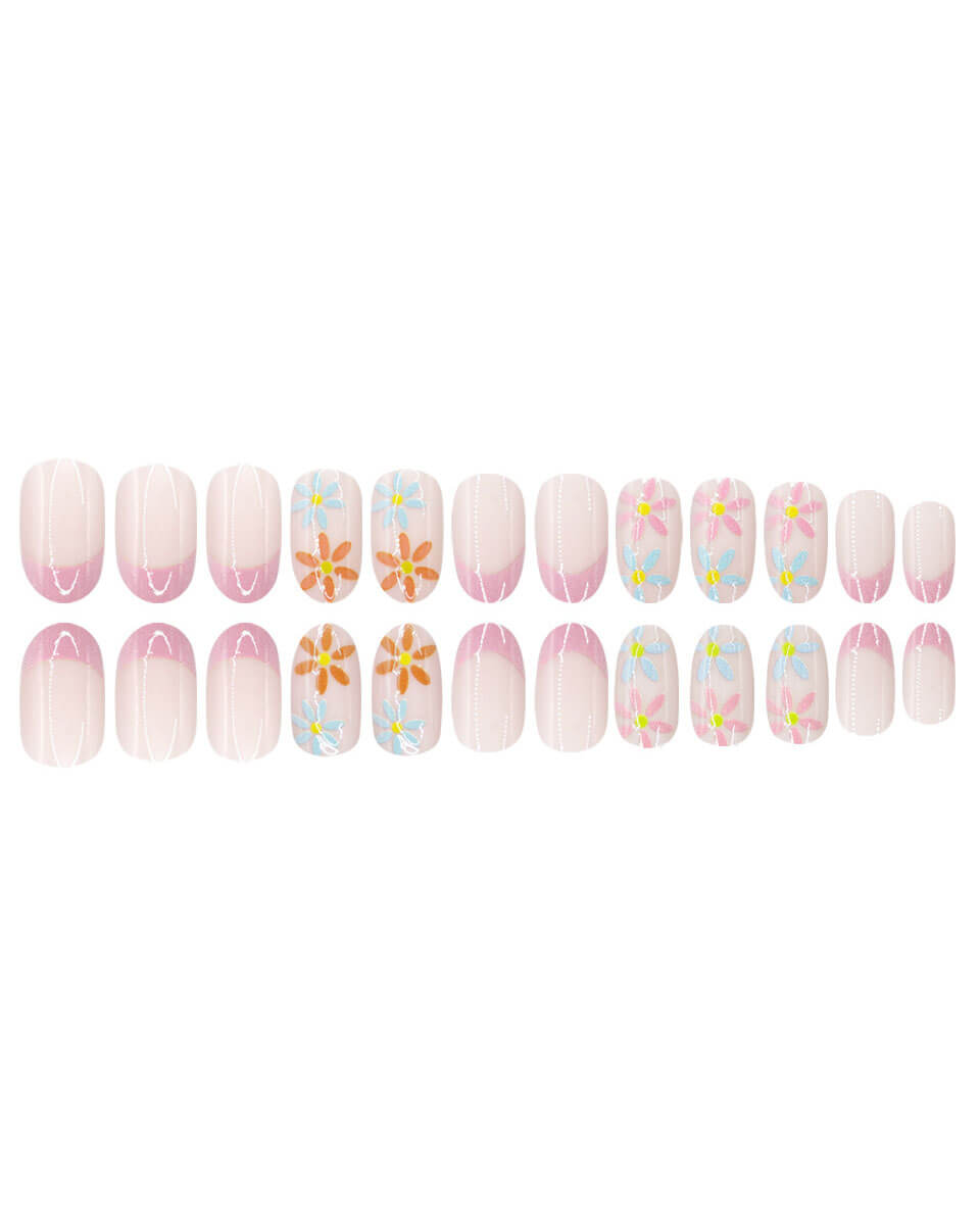 Cute Daisy Short Oval Stick On Nails - Image 6