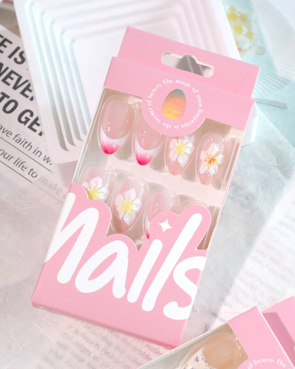 Cute Spring Flowers Nails Short Almond Reusable Nails - Image 4