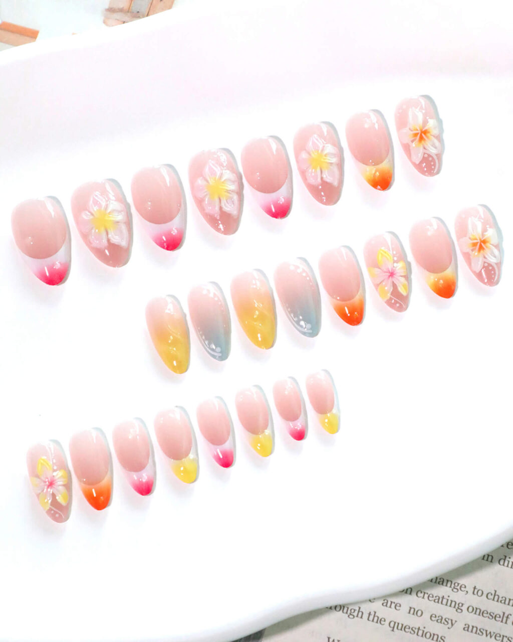 Cute Spring Flowers Nails Short Almond Reusable Nails - Image 5