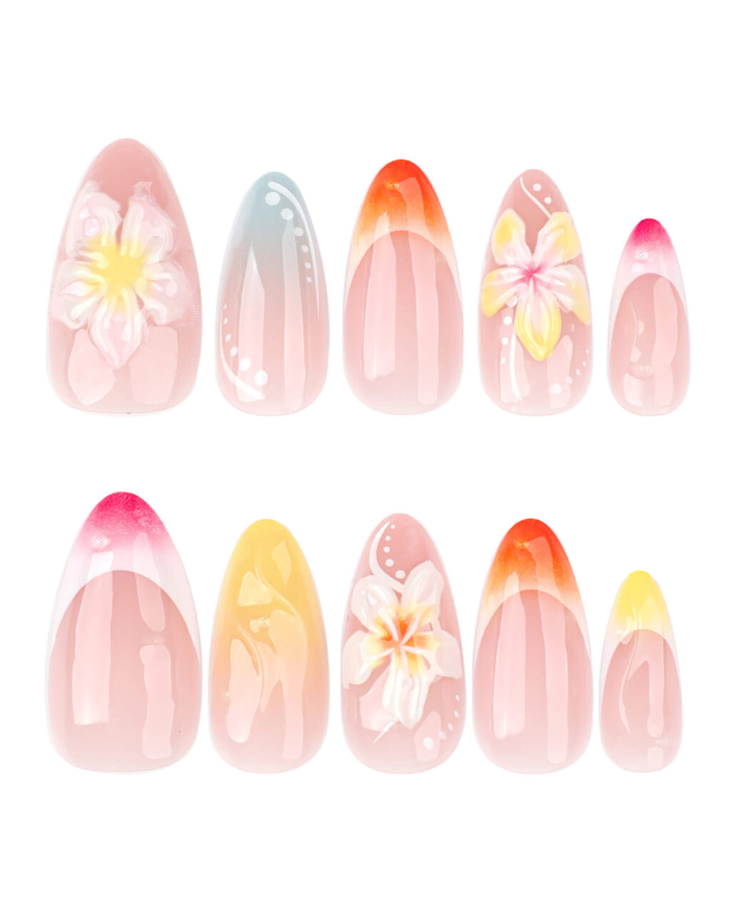 Cute Spring Flowers Nails Short Almond Reusable Nails - Image 3