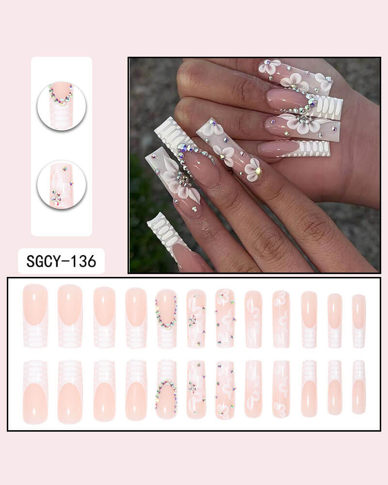 Alternative view of French Rhinestone Floral Press On Nails