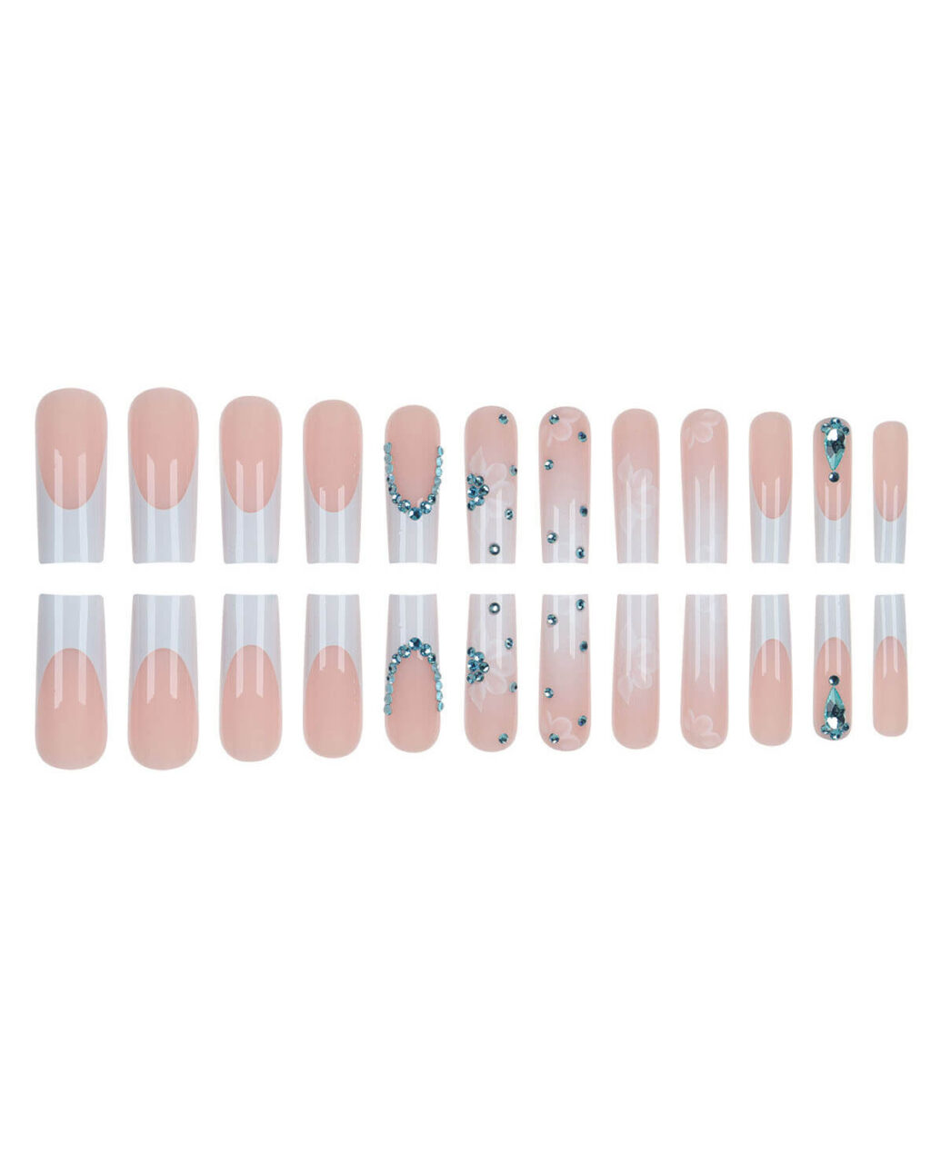 French Rhinestone Floral Press On Nails - Image 7