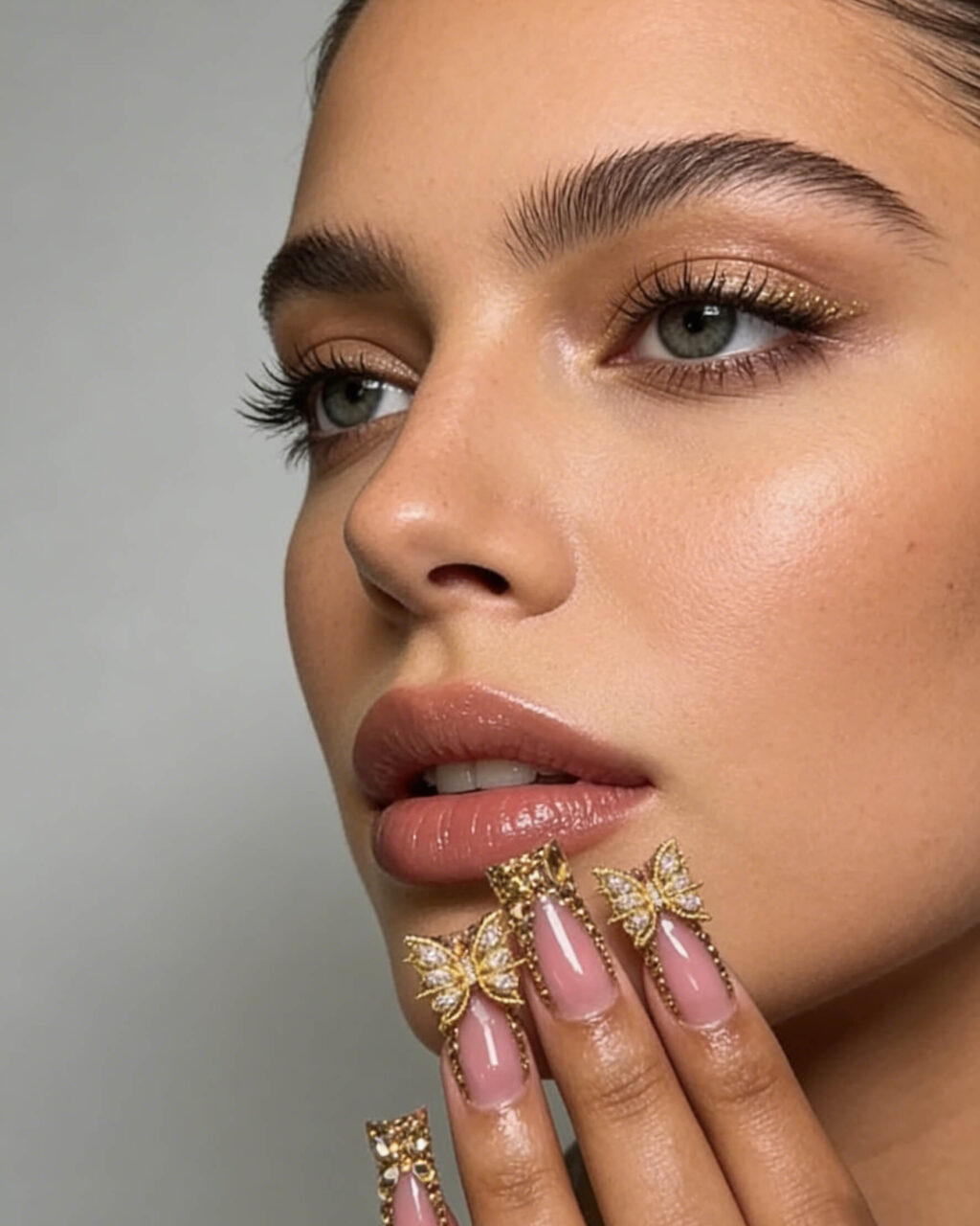 Alternative view of Gold Duck Shaped Butterfly Nails