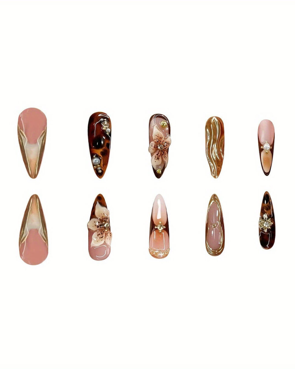 Luxury Long Floral Almond French Press On Nails Bulk - Image 6