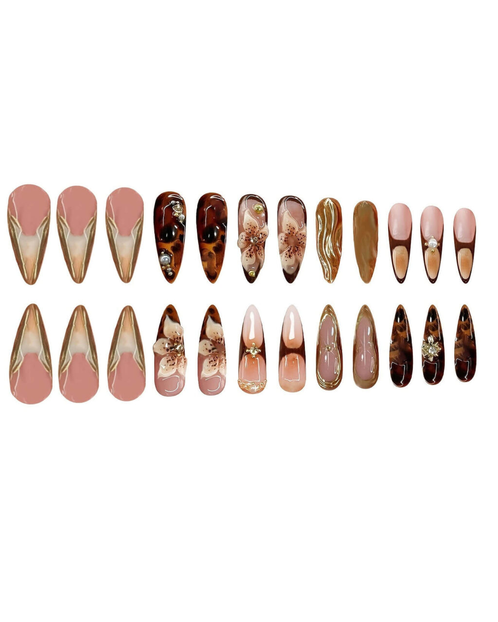 Luxury Long Floral Almond French Press On Nails Bulk - Image 5