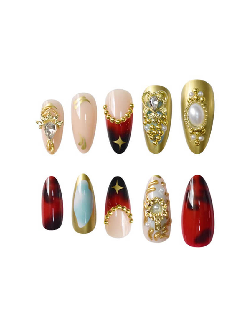 Vintage Baroque 3D Cross Handmade Press On Nails Wholesale - Image 3