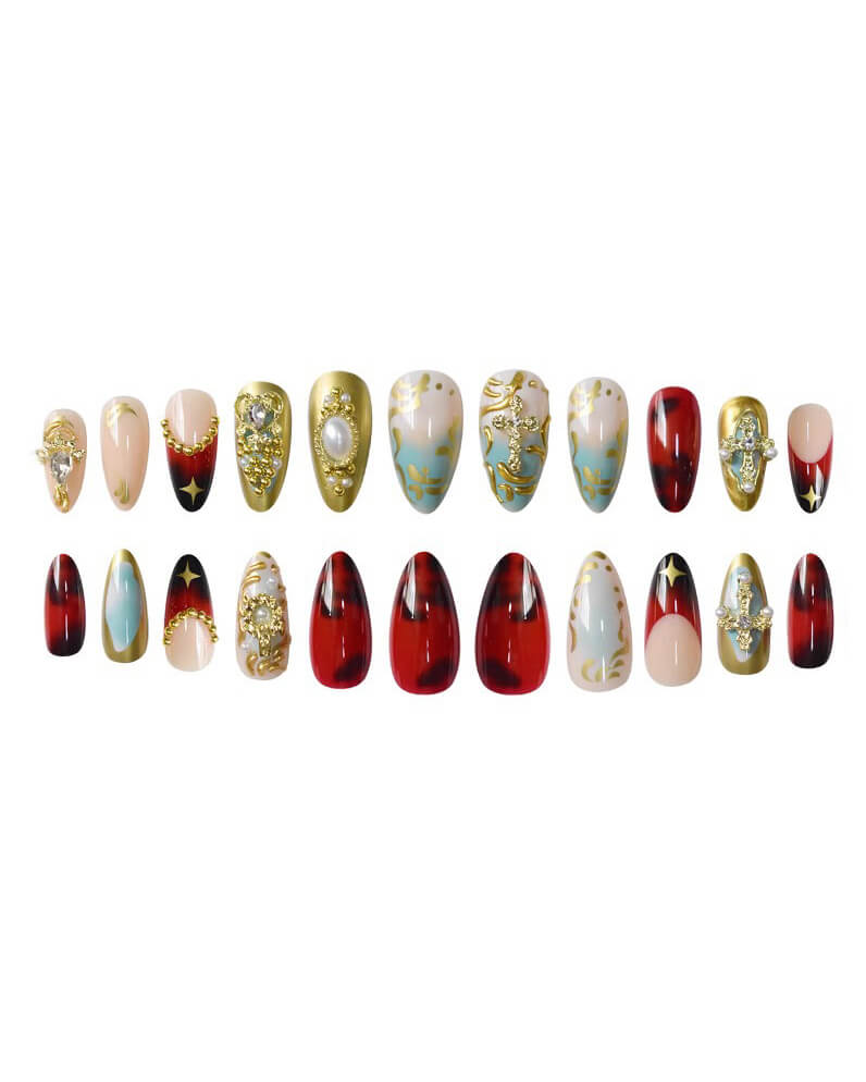 Vintage Baroque 3D Cross Handmade Press On Nails Wholesale - Image 4