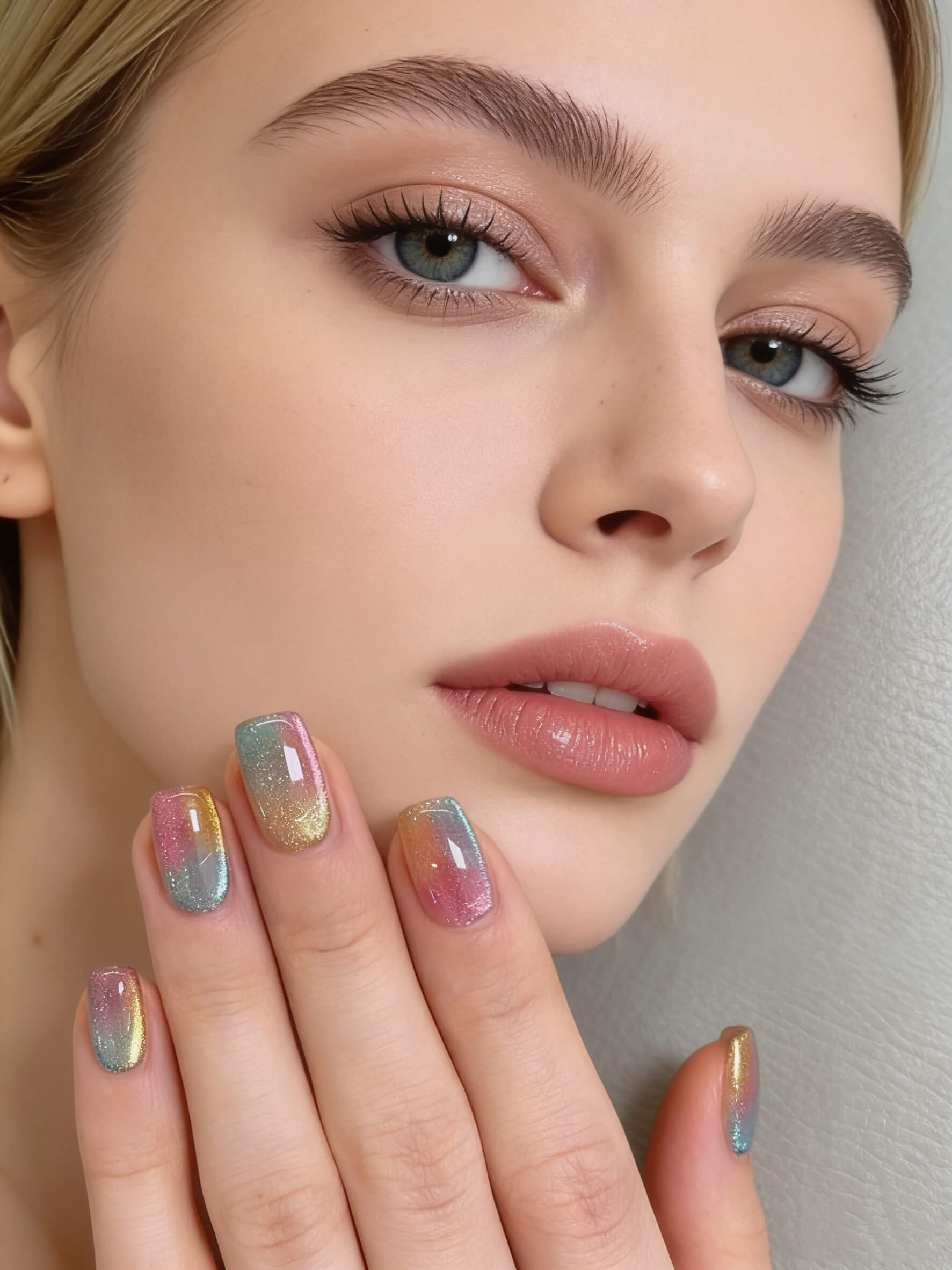Rainbow Colorful Cat Eye Nails for Summer - Image 2