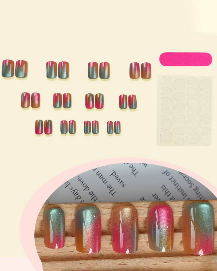 Rainbow Colorful Cat Eye Nails for Summer - Image 3