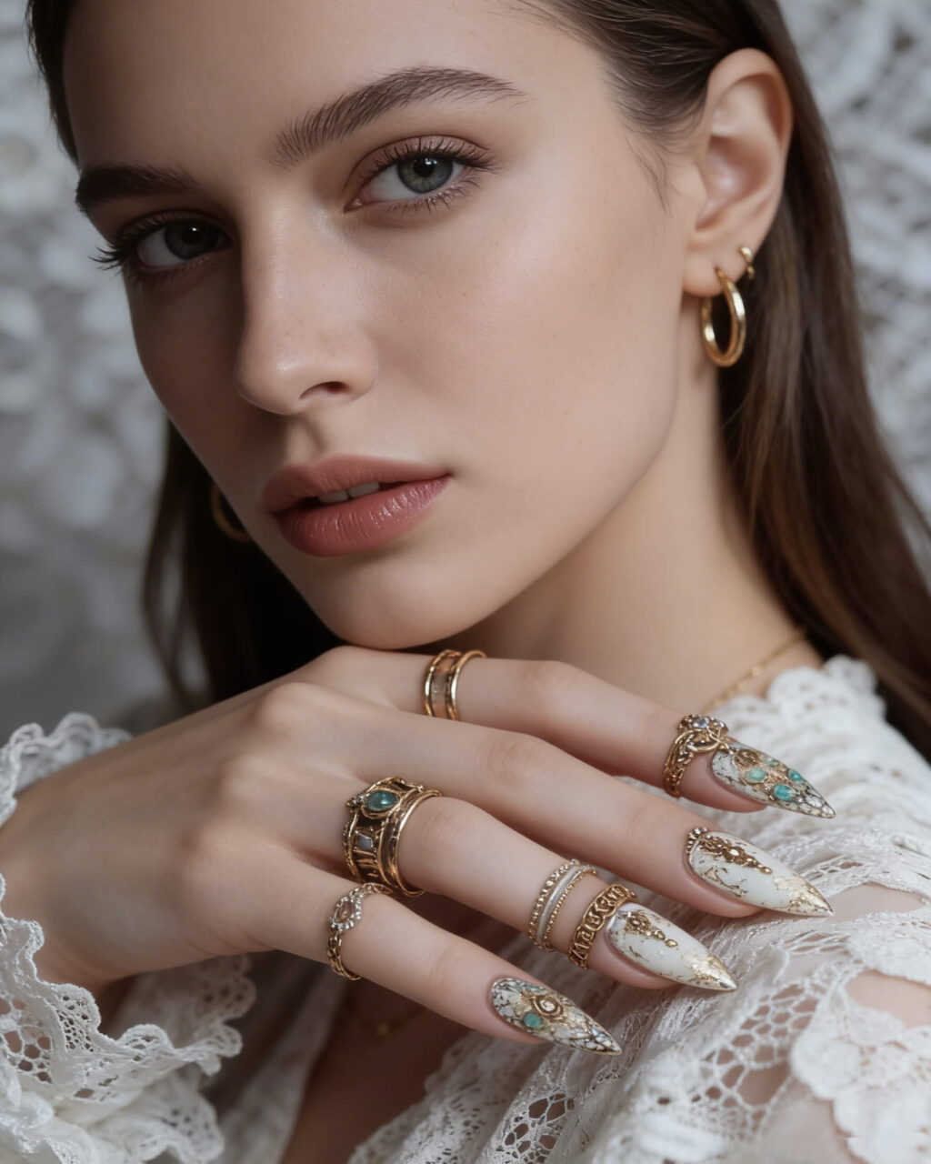 Rococo Gorgeous Long Almond Press On Nails - Image 5