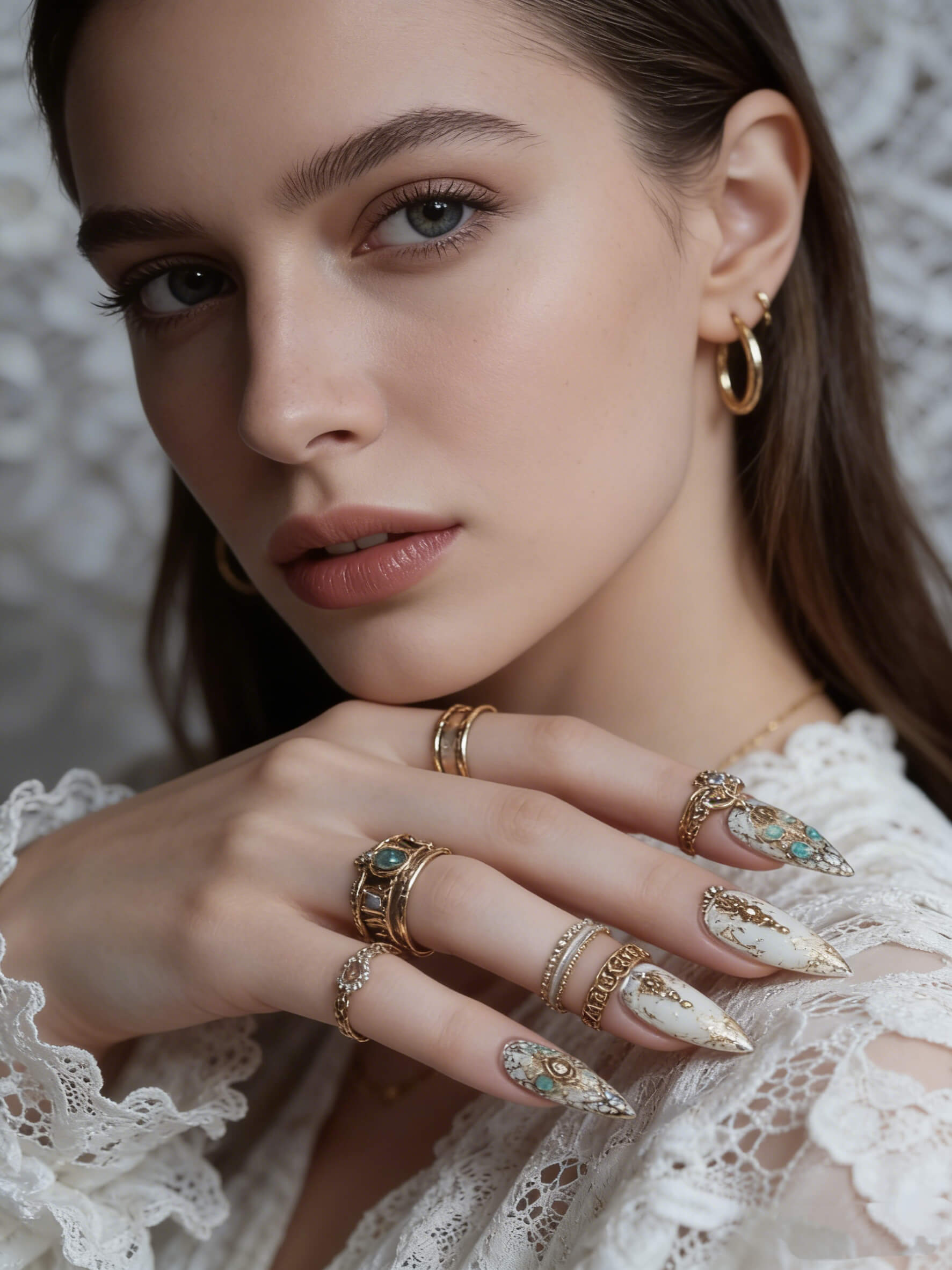Rococo Gorgeous Long Almond Press On Nails - Image 5