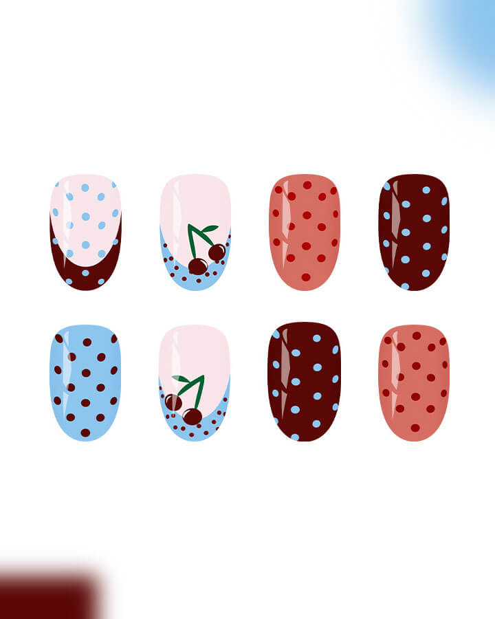 Wave Point Cherry Short Oval Nail Tips - Image 5
