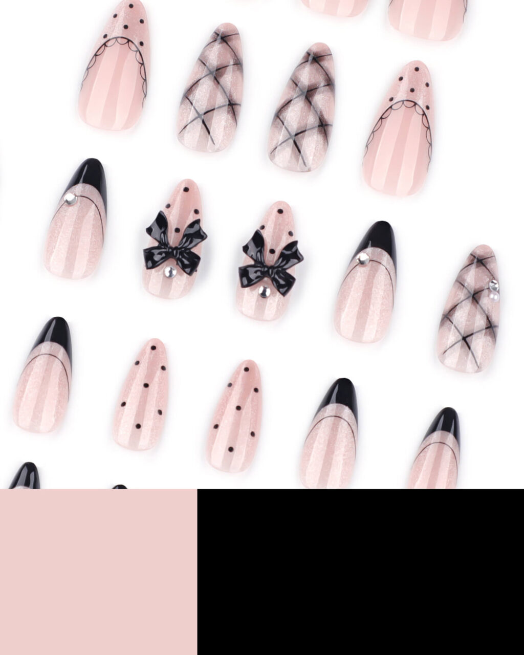 Y2K Gothic Black Bow Cat Eye Artificial Finger Nails - Image 5