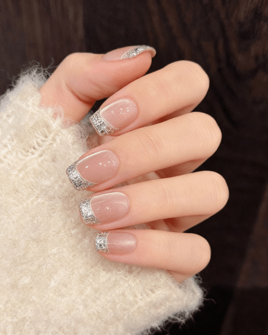 Bling French Tip Cat Eye Nails Bulk