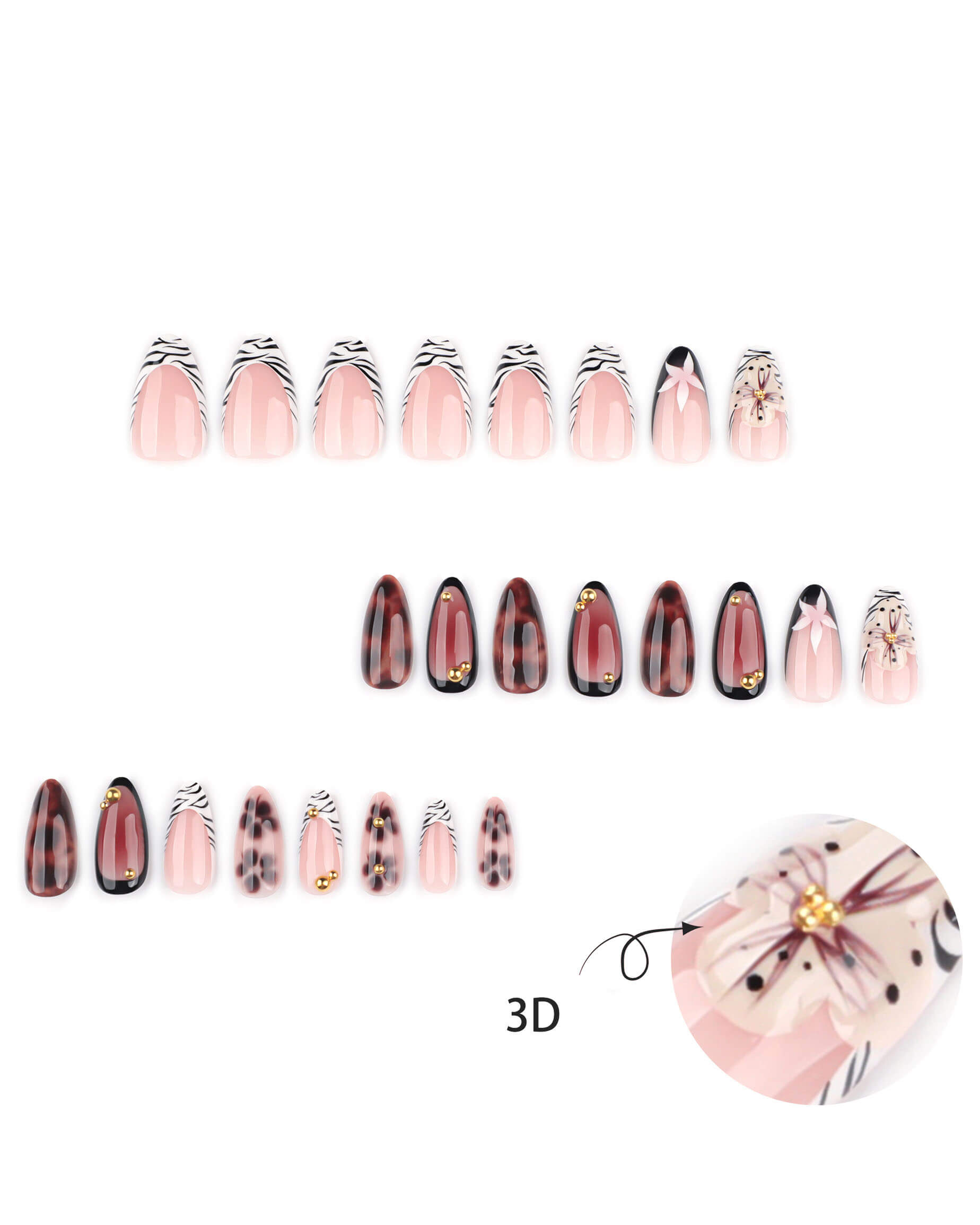 Chic French Leopard Print Almond Nails - Image 3