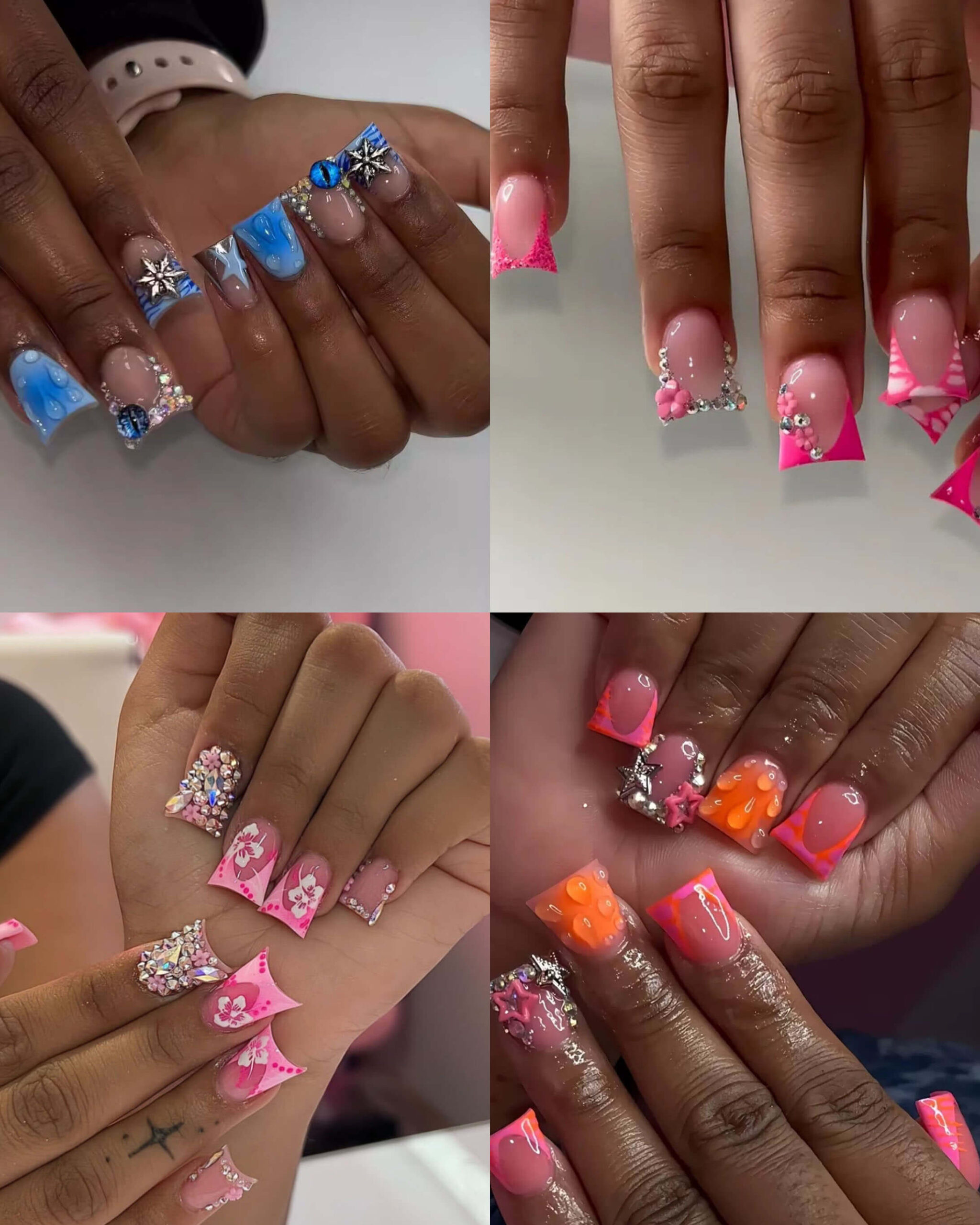 Cute 3D Short Bling Duck Nails with Rhinestone