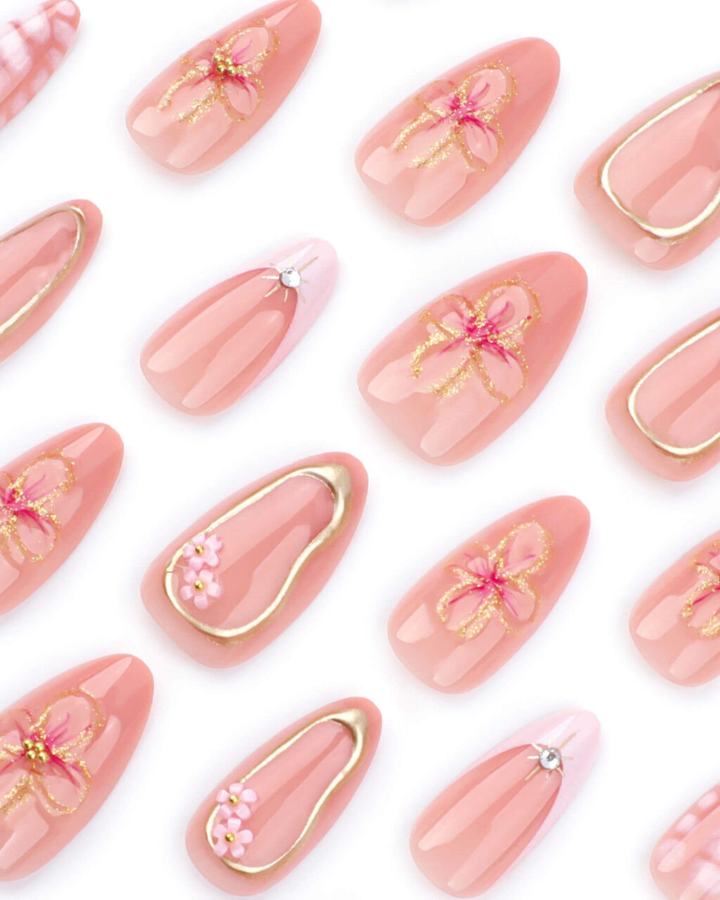 Cute Pink Cherry Blossom Almond Nails - Image 6
