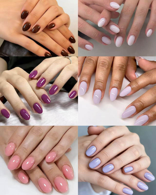 Cute Short Oval Acrylic Nails Solid Color