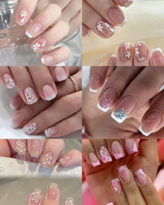 Cute Short Square Flower Nails Wholesale