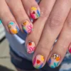 Dopamine Square French Tip Nails Pink for Women