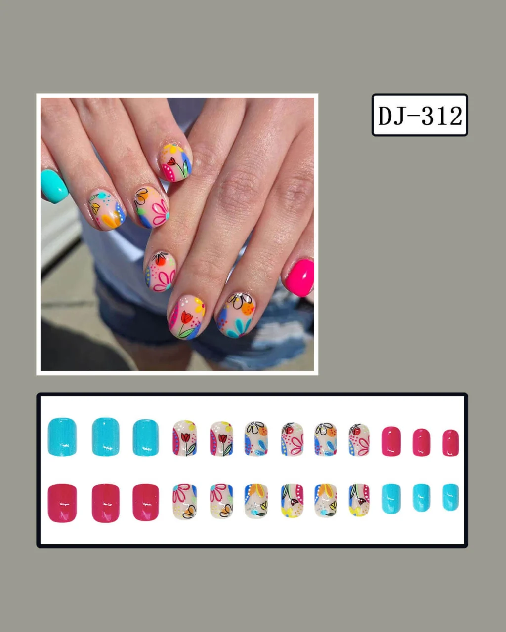 Dopamine Square French Tip Nails Pink for Women - Image 6