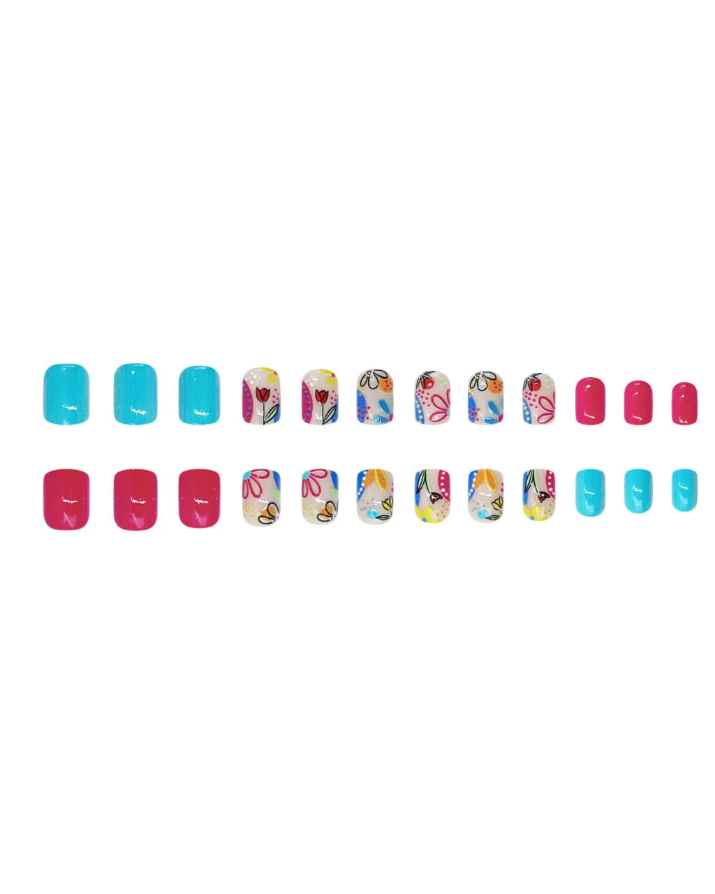 Dopamine Square French Tip Nails Pink for Women - Image 5