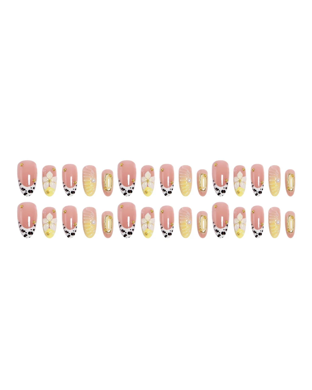 Edgy Blossom Leopard Almond Nails - Image 5