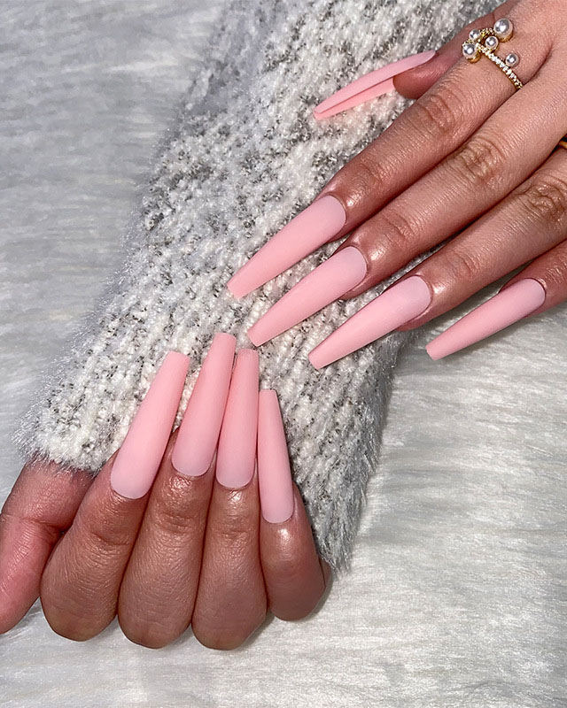 Matte Solid Color Ballerina Nails Long - Image 8