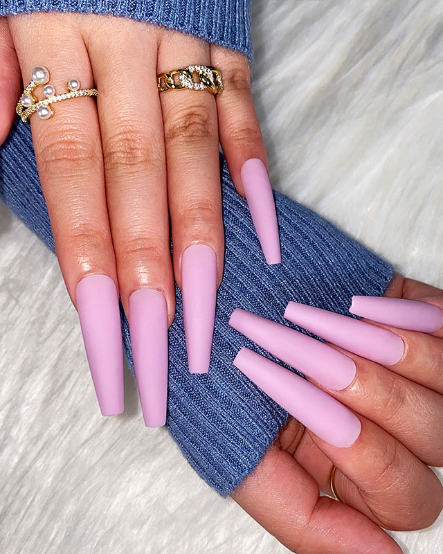 Matte Solid Color Ballerina Nails Long - Image 6