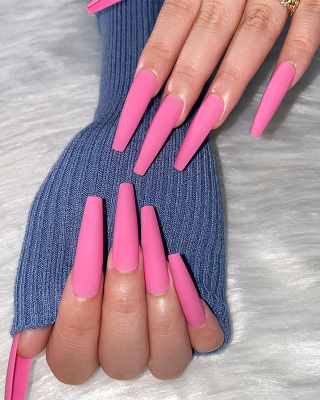 Matte Solid Color Ballerina Nails Long - Image 4