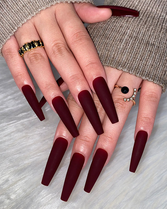 Matte Solid Color Ballerina Nails Long - Image 3