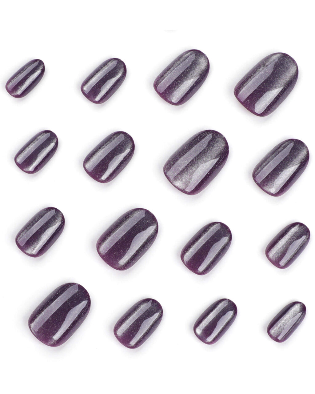 Glitter Round Short Cat Eye Nails - Image 9