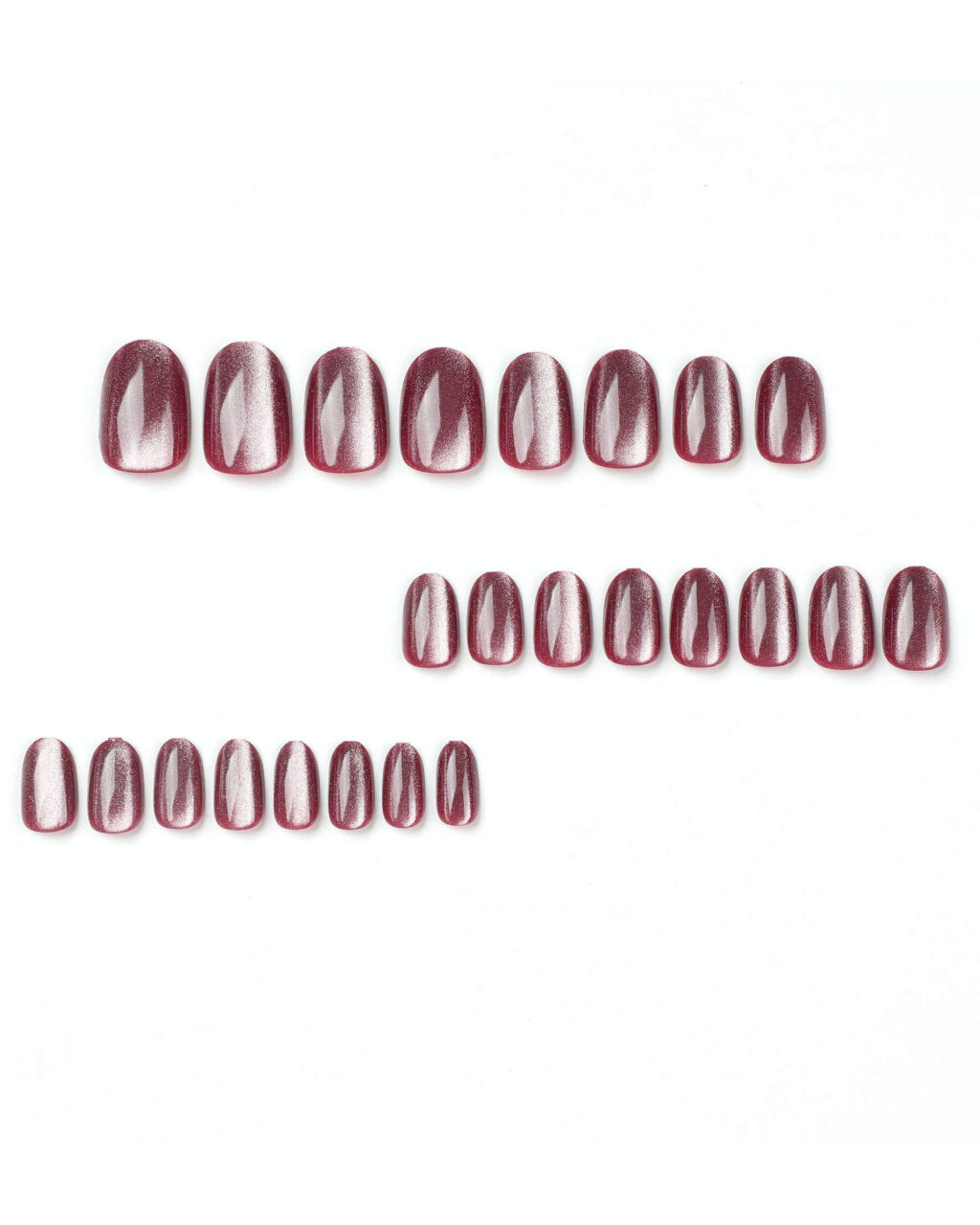 Glitter Round Short Cat Eye Nails - Image 3