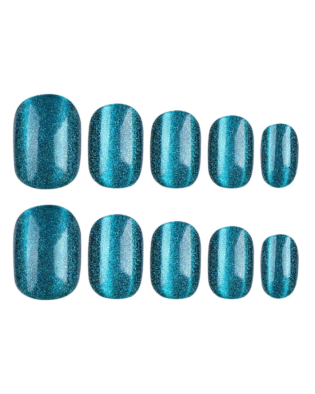 Glitter Round Short Cat Eye Nails - Image 13