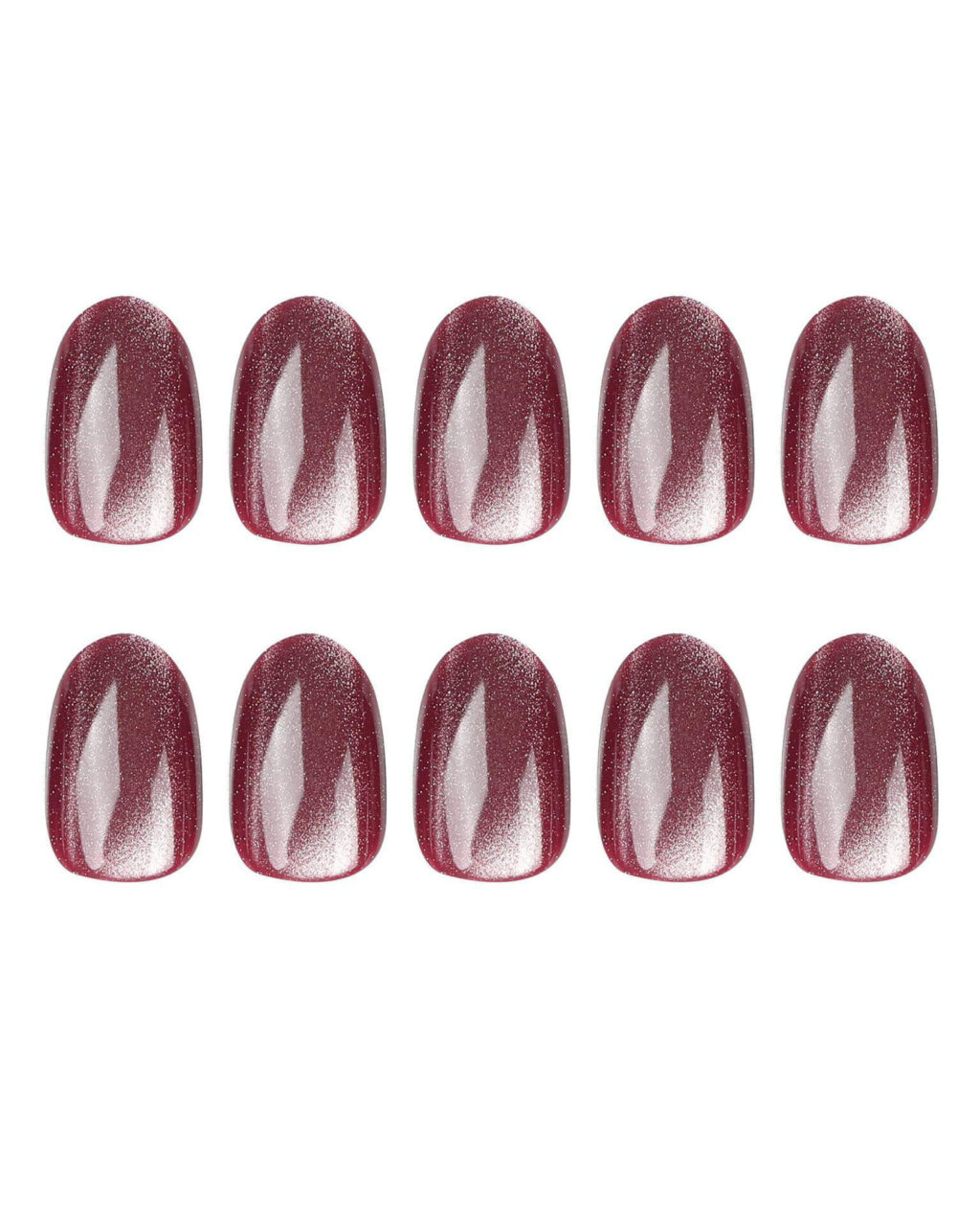 Glitter Round Short Cat Eye Nails - Image 4