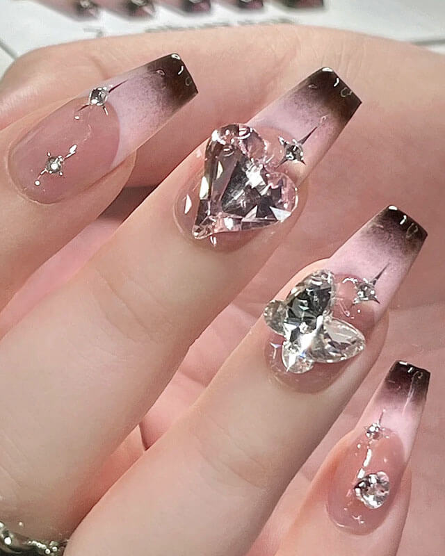 Alternative view of Bling French Ombre Ballerina Nails Long