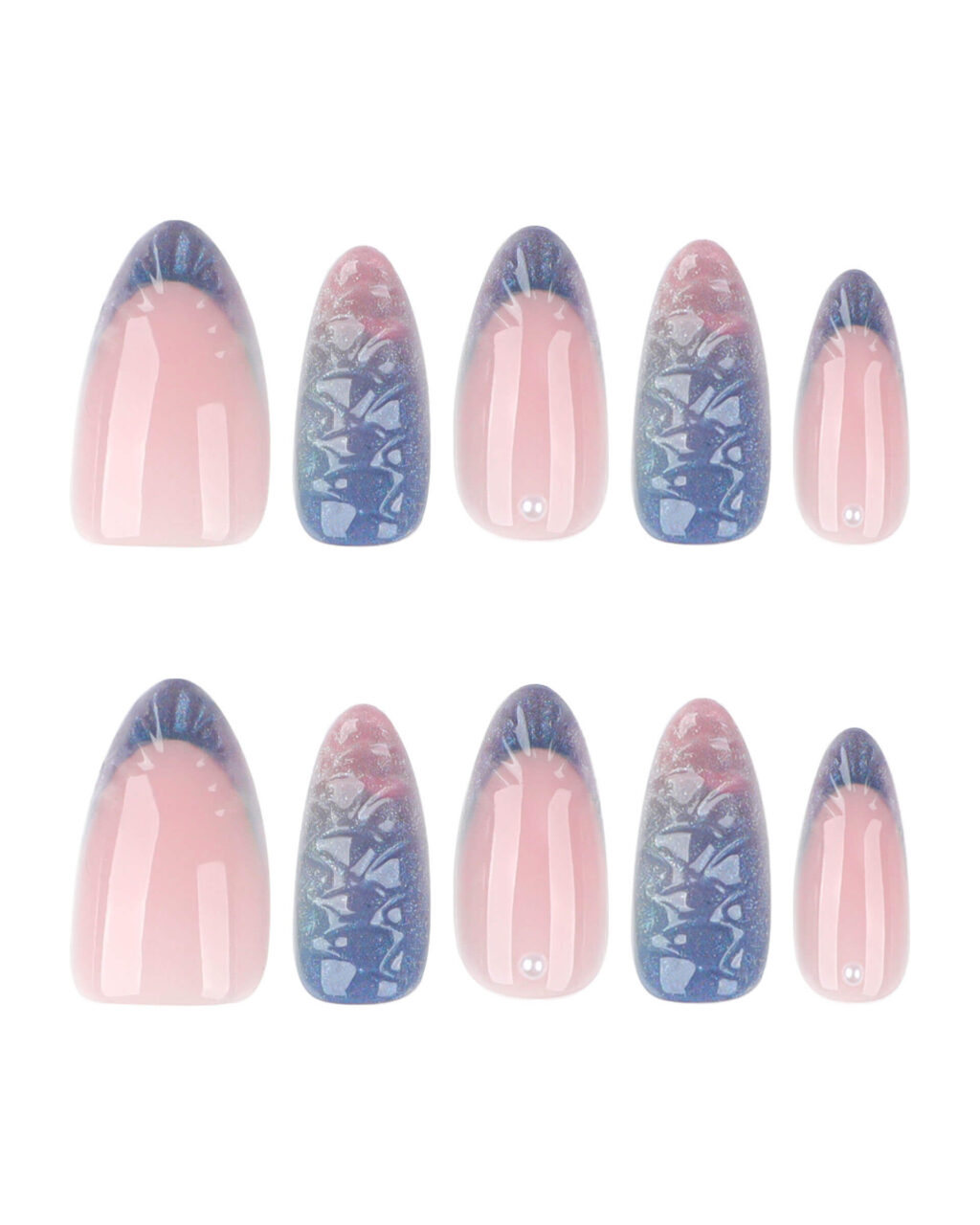 Glitter 3D Crocodile Nails French Tip Medium - Image 6