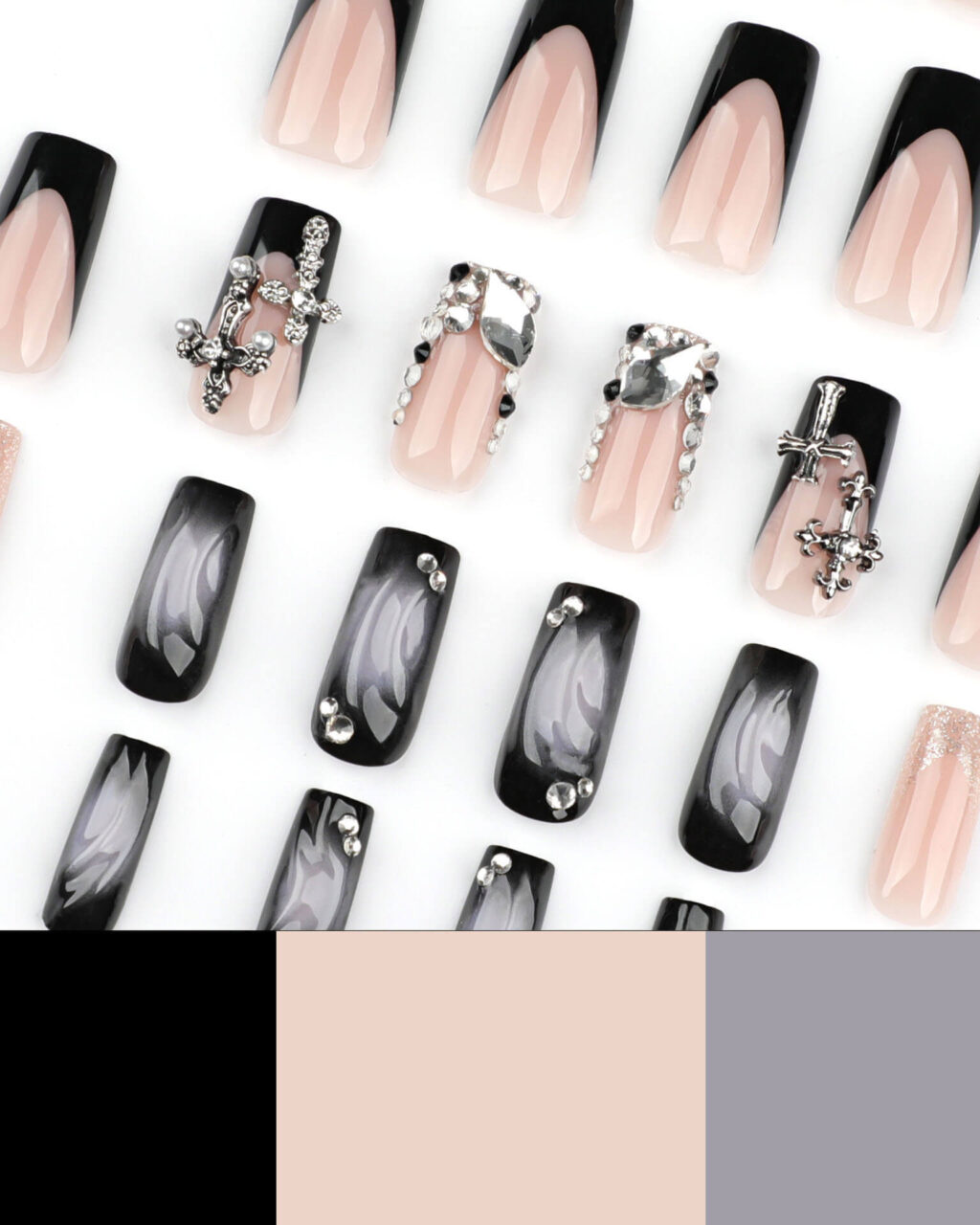 Alternative view of Sparkle 3D Cross Glitter French Tip Nails Square