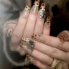 Radiant Leopard Print Long Ballerina French Tip Nail