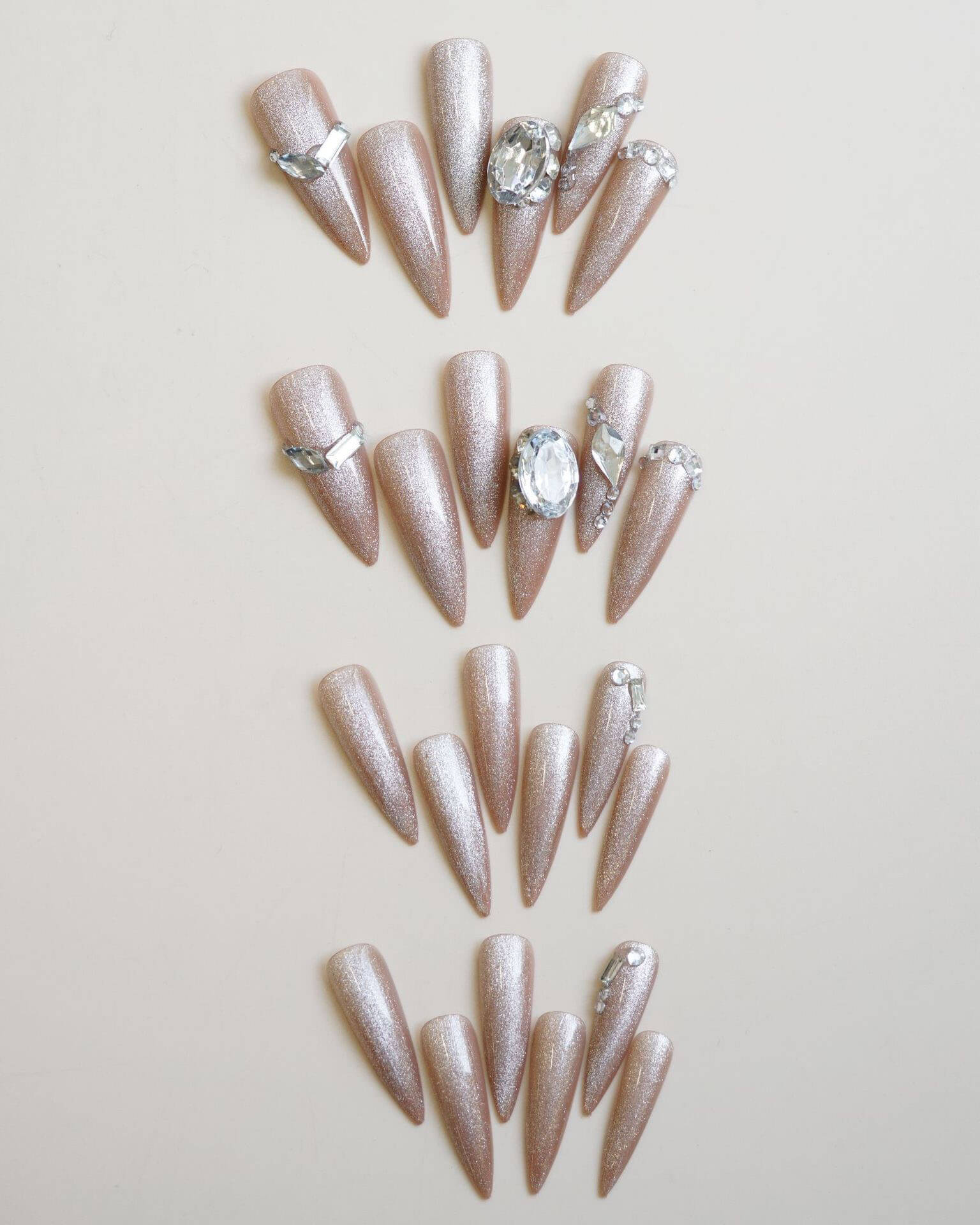 Luxury Rhinestone Cat Eye Super Long Stiletto Nails - Image 4
