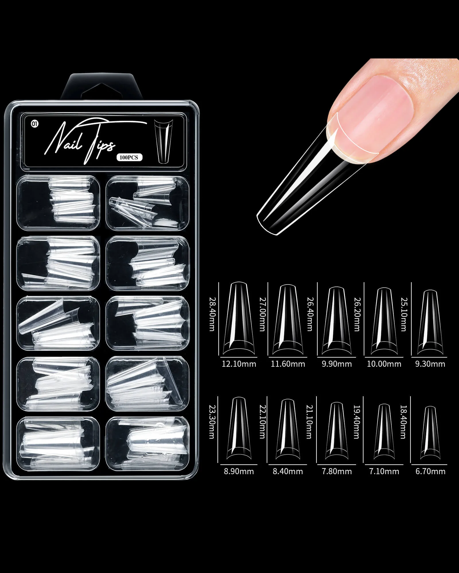 100Pcs Full Cover False Nail Tips Nail Extension Matte Design - Image 2
